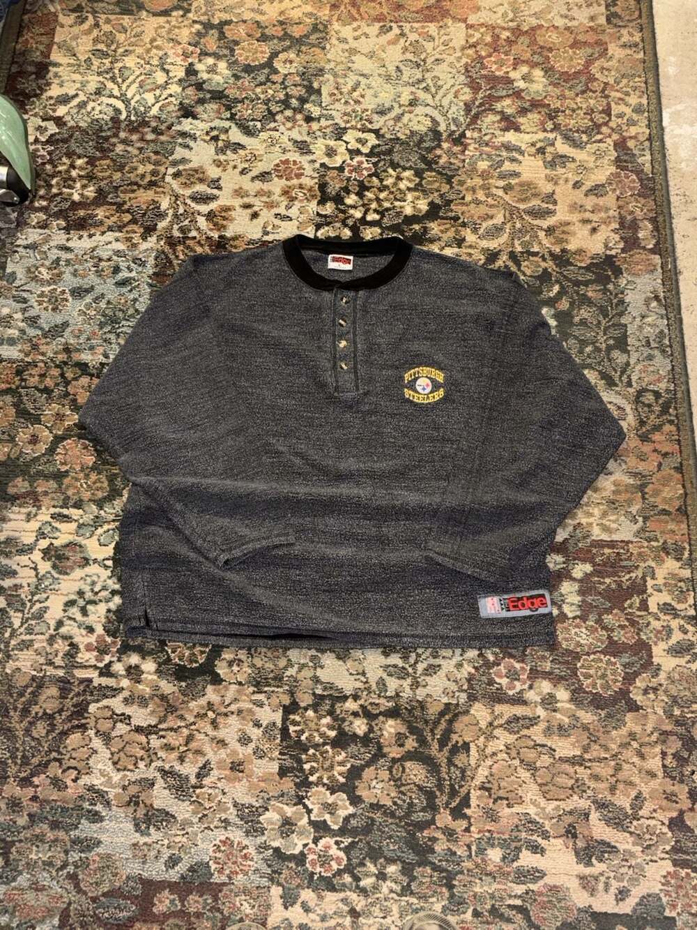 Vintage 1997 NFL The Edge Pittsburgh Steelers Henley Shirt Size Large
